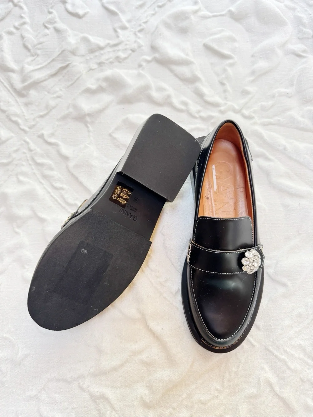 Ganni Jewel Button Loafer Size 5 New - Picture 11 of 12